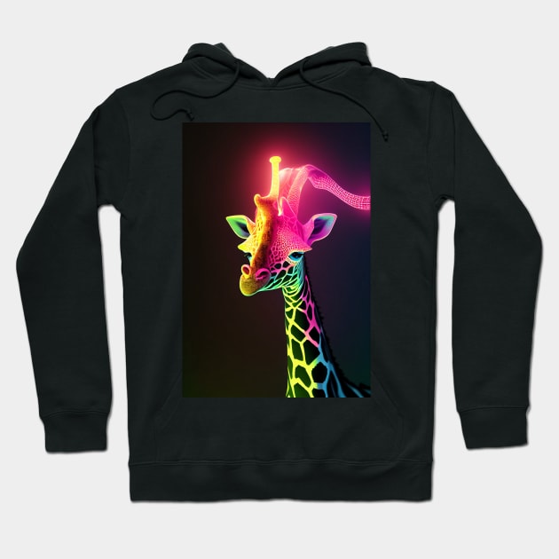 Geoff the Giraffe loves 5G trees, Neon Blast Hoodie by Expedition-AI